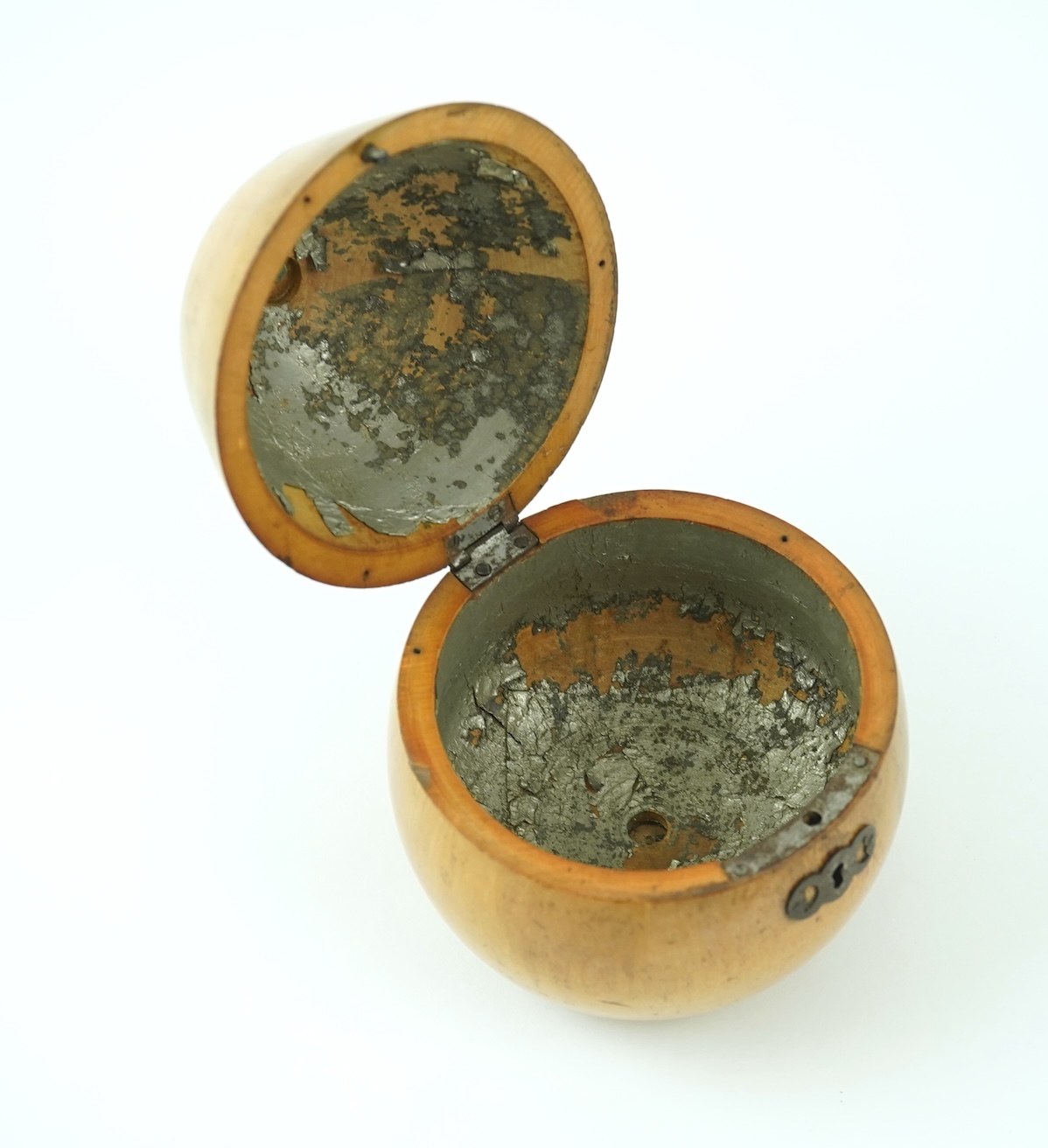 A Continental pear shaped fruitwood tea caddy, c.1800